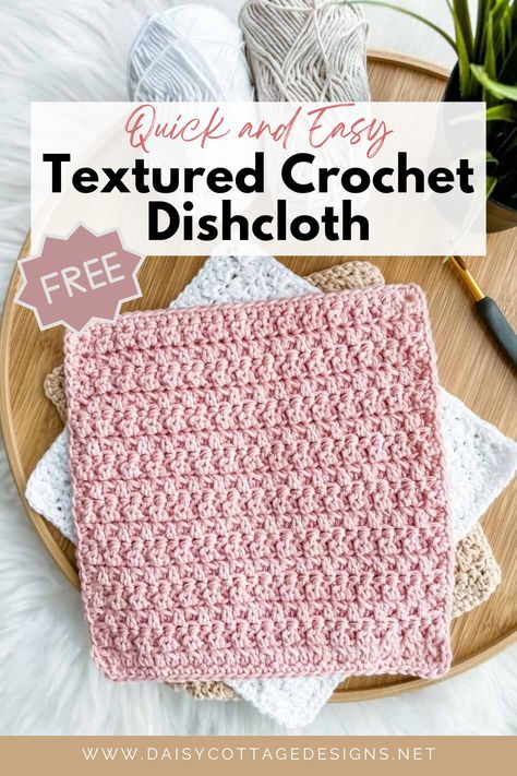 Ready to create your very own textured dishcloth? We've got you covered with this free easy dishcloth crochet pattern! Perfect for beginners, you'll love this fun project that will have your countertops sparkling in no time. Watch the crochet dishcloth tutorial or read the written instructions and you'll be on your way in no time. Crochet Dishcloths Easy, Crochet Patterns For Dishcloths, Crochet Patterns With 3 Weight Yarn, Crochet Stitches For Cotton Yarn, Crocheting Dishcloths Easy, Crochet Dish Cloths Easy, Crochet Dishcloth Free Pattern Easy, Crocheted Dish Cloths Patterns Free, Free Crochet Patterns For Dishcloths