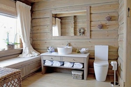 French Country Style Bathroom, Log Cabin Bathroom Ideas, Chalet Bathroom, Log Cabin Bathroom, Design Interior Baie, Bathroom Country, Country Style Bathrooms, Blue Bathrooms Designs, Bathroom Rustic