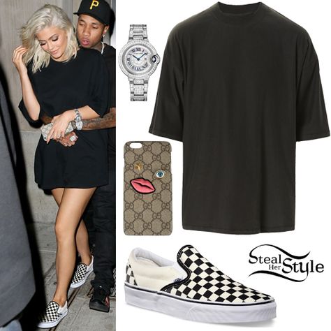 Kylie Style, Kylie Jenner Black, Kendall Jenner Modeling, Checkerboard Vans, Look Kylie Jenner, Concert Style, Jerry Lorenzo, Trajes Kylie Jenner, Estilo Kylie Jenner