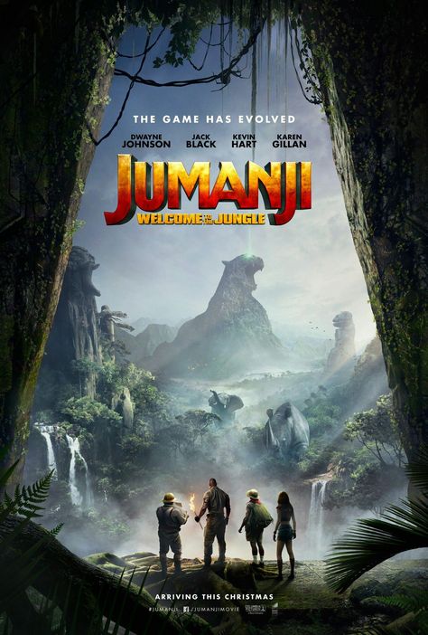 Jumanji movie poster Jumanji Welcome To The Jungle, Jumanji Movie, Tam Film, Movie Synopsis, Kevin Hart, Karen Gillan, Welcome To The Jungle, Movie Poster Art, Fantasy Movies