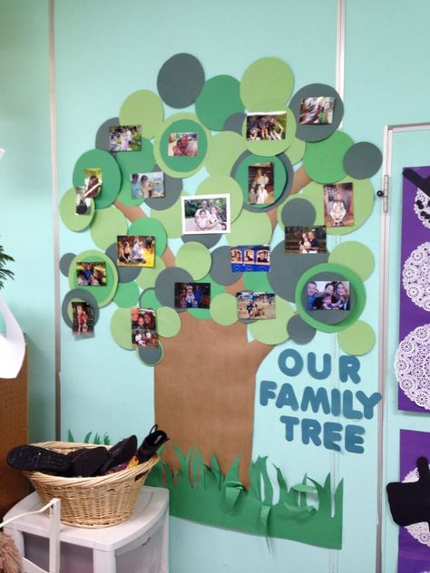 Displaying Family Pictures, Preschool Family, Preschool Room, Infant Classroom, Preschool Rooms, Conscious Discipline, Family Tree Project, Prek Classroom, Preschool Bulletin