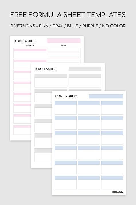 Formula Sheet - Free Printable Digital Templates #free #printable #digital #template #formula #sheet #formulasheet #study #student #revision #backtoschool #freeprintable #freetemplate #printabletemplate #digitaltemplate Study Sheets Template, Formula Sheet, Vocabulary List, Digital Templates, Exam Study, Planner Printables Free, Notes Template, List Template, Templates Printable Free