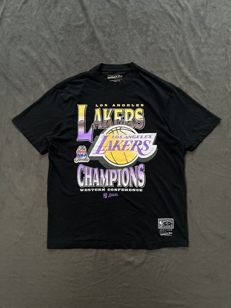 Mitchell & Ness Rare Mitchell Ness NBA Lakers 91 Finals Black T-Shirt Medium | Grailed Vintage Hiphop, Vintage Nba, Streetwear Mens, Men's Tops, Mitchell & Ness, Black T Shirt, Koi, Black Tshirt, Take Care