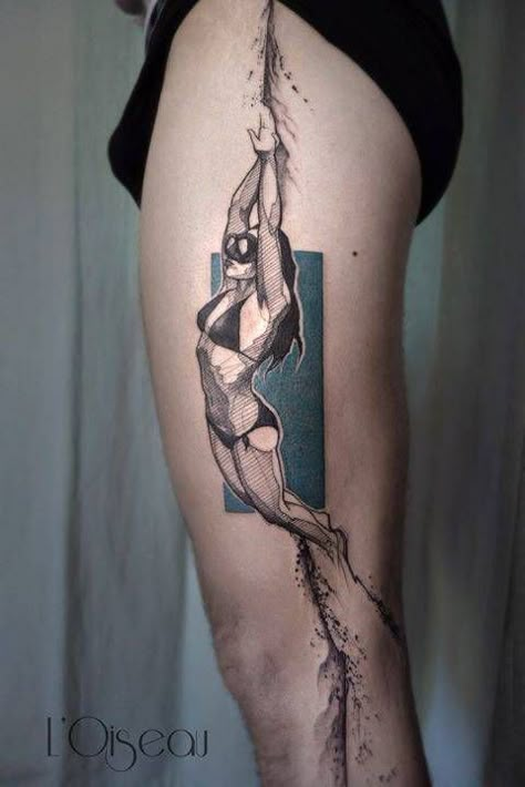 Genius Tattoo, Scuba Tattoo, Diver Tattoo, Swimming Tattoo, Dance Tattoo, Dove Tattoos, Timeless Tattoo, Hand Tattoos For Girls, Bff Tattoos