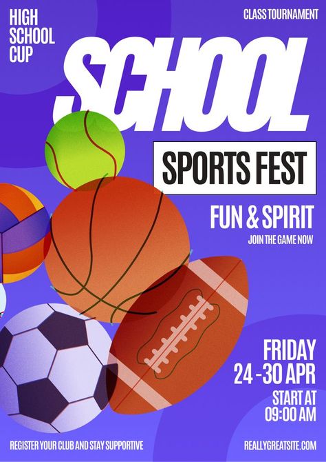 Sports Fest Poster, Fest Poster, School Sports, Poster Template, Sports, Purple