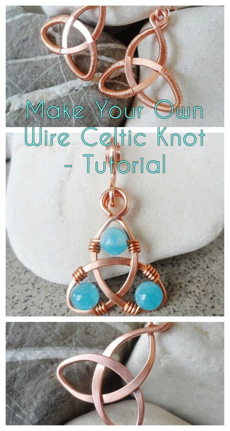 DIY Jewellery - Wire Celtic Knot Tutorial | Make your own jewelry with this wire Celtic knot tutorial - more details in the link Celtic Knot Tutorial, Jewelry Wire Wrapping, Knot Tutorial, Celtic Knot Jewelry, Wire Wrapped Stone Jewelry, Wire Wrap Jewelry Designs, Wire Diy, Wrapping Jewelry, Wire Wrapped Jewelry Diy