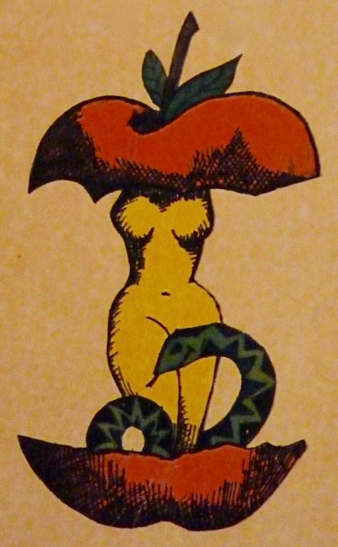 Eve Apple Art, Eve Apple Snake Tattoo, Eve And Snake Tattoo, Snake Painting Aesthetic, Eve Tattoo Design, Vintage Artwork Paintings, Eve Apple Tattoo, Adam Eve Tattoo, Snake Apple Tattoos