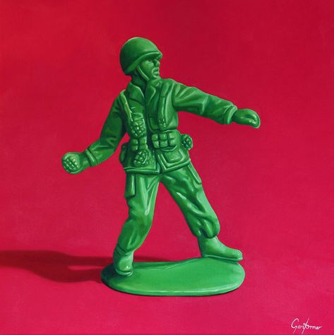 Toy Soldiers Art, Soldiers Art, Green Oil Painting, Army Men Toys, Plastic Toy Soldiers, Army Man, Man Painting, Plastic Soldier, Sculpting Ideas