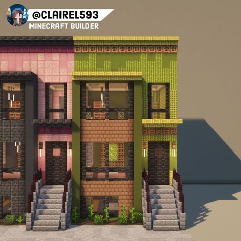 Minecraft Townhouse Tutorial, Bamboo Minecraft, Townhouse Minecraft, Minecraft Bamboo House, Minecraft Townhouse, Minecraft Town Ideas, Zicxa Photos, Minecraft Town, Minecraft Village