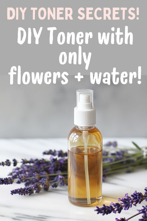 DIY toner. Text reads: DIY toner secrets: DIY toner with only flowers and water! Homemade Rose Water Facial Toner, Diy Toner Face, Facial Toner Recipe, Toner Recipes, Best Facial Toner, Homemade Skin Toner, Diy Skin Toner, Natural Face Toner, Homemade Toner