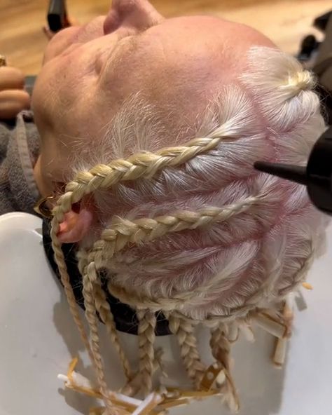 7.6M views · 11K reactions | Braid perms | 'Body wave' perms look so fun to do 👏 | By LADbible | Facebook Braided Perms For Long Hair, Braid Perms Before And After, Braid Perm Long Hair, Braid Perm Before And After, Braided Perm Before And After, Types Of Perms Before And After, Body Wave Perm Before And After, French Braid Perm, Braid Perms