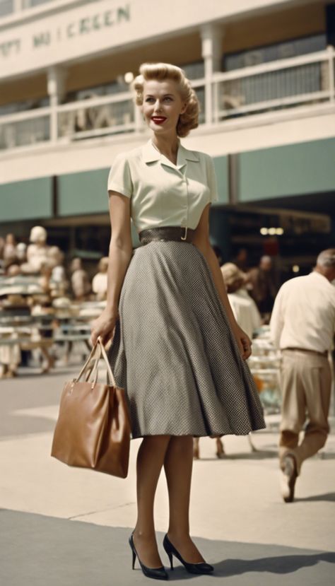 1950s Spring Fashion, 50s Casual Outfits, 1950s Casual Outfits, 1950s Aesthetic Fashion, Late 1950s Fashion, 1950s Fashion Photography, 50s Inspired Fashion, Looks Retro, Vintage Outfits 50s