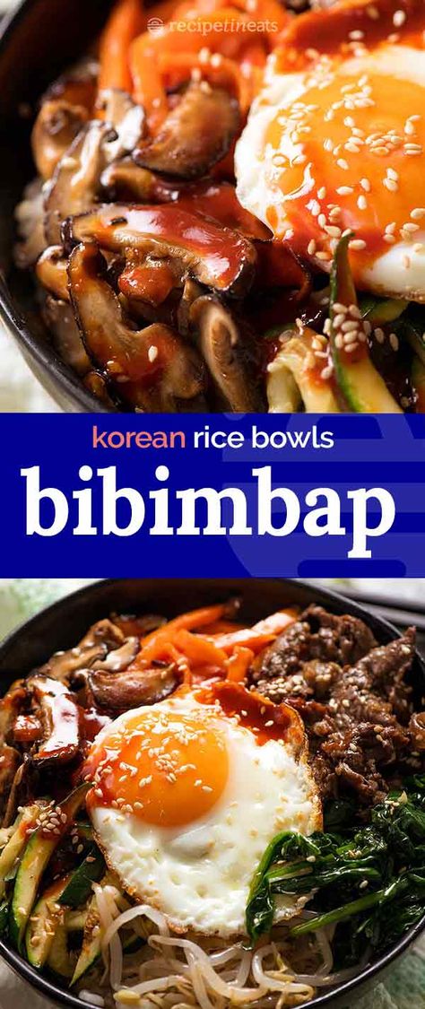 Pork Bibimbap Recipe, Bimibap Recipes, Korean Bibimbap Recipe, Bim Bim Bap Recipe, Korean Beef Bibimbap, Korean Dinner Recipes, Bi Bim Bap, Bibimbap Sauce, Tin Eats