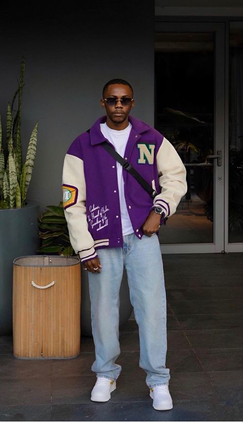 Streetwear Men Outfits Purple, Purple And Yellow Outfit Men, Man Purple Outfit, Men Purple Outfit Casual, Purple Clothes Aesthetic Men, Men’s Purple Outfit, Purple Male Outfit, Mens Purple Outfit, Men Purple Outfit