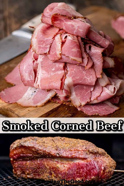 smoked corned beef Corned Beef Smoker Recipes, Smoked Corned Beef Recipes, Diy Corned Beef Brisket, Smoked Corn Beef Brisket, Smoked Corn Beef, Charcoal Bbq Recipes, Smoker Meals, Smoked Corned Beef Brisket, Preserve Meat