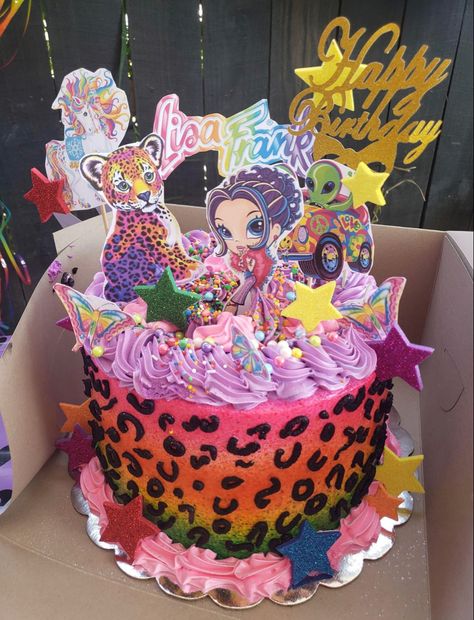 Lisa Frank Unicorn Cake, Lisa Frank Cake, Lisa Frank Birthday Cake, Lisa Frank 40th Birthday, Lisa Frank Birthday Cookies, Lisa Frank Cheetah Cake, Lisa Frank Birthday Party Invitations, Lisa Frank Birthday Party, Teen Cakes