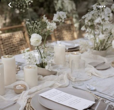 Travertine Wedding Table, White Bridal Shower Table Decor, Wedding White Table Setting, White Vs Ivory Table Linens Wedding, Ceramic Wedding Decor, Intimate Wedding Table Setting, Neutral Table Setting, Wedding Decor Neutral, Neutral Wedding Palette