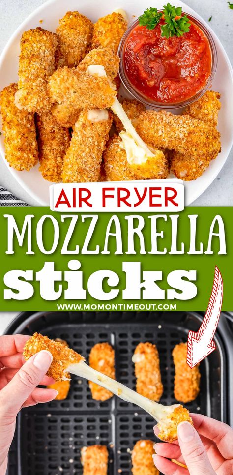 String Cheese Recipes, Homemade Cheese Sticks, Air Fryer Mozzarella Sticks, Air Fryer Mozzarella, Cheese Sticks Recipe, Homemade Mozzarella Sticks, Air Fryer Recipes Snacks, Snack Prep, Air Fried Food