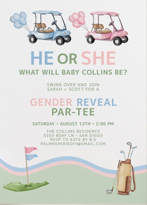 Gender Reveal Golf Ball, Golfing Gender Reveal, Golf Themed Gender Reveal Party Ideas, Golf Theme Gender Reveal Party, Golf Themed Gender Reveal Party, Gender Reveal Golf Theme, Golf Gender Reveal Ideas, Golf Theme Gender Reveal, Golf Gender Reveal Party