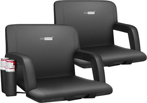 VIVOHOME Portable Reclining Stadium Seat Chairs for Bleachers with Padded Backrest and Adjustable Armrests, Set of 2 Stadium Seats & Cushions, Stadium Seats For Bleachers, Stadium Chairs, Stadium Seat, Stadium Seats, Steel Frame Construction, Lawn Chairs, Bleachers, Chair Cushions