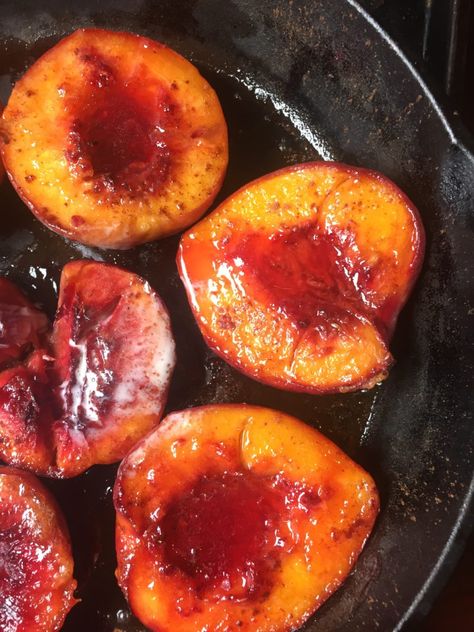 Brown Sugar Baked Peaches & Nectarines Nectarine Recipes Healthy, Nectarine Dessert, Baked Peaches, Brown Sugar Peaches, Nectarine Recipes, Southern Pound Cake, Southern Cake, Baked Peach, Baked Fruit