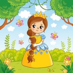 Fairytale Background, Princess Vector, Children's Drawing, Princess Illustration, Fairy Drawings, Baby Painting, Princess Drawings, Princess Cartoon, Beautiful Princess