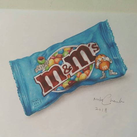 Sweets Drawing Realistic, M And M Drawing, M&m Drawings Candy, Sweet Drawings Candy, Candy Art Drawing, Prismacolor References, Marcello Barenghi, Chocolate Drawing, Sweets Art