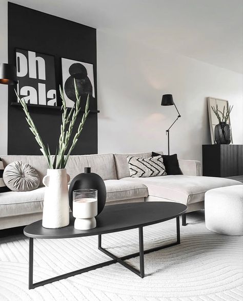 Black And White Living Room Decor, Monochrome Living Room, Modern Apartment Living Room, Black And White Living Room, Living Room Decor Gray, Modern Minimalist Living Room, Apartment Living Room Design, Black Living Room, Black And White Decor