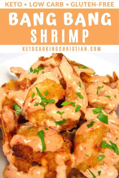 Keto Bang Bang Shrimp - Gluten Free - Keto Cooking Christian Keto Bang Bang Shrimp, Shrimp Keto, Keto Chinese, Keto Shrimp Recipes, Bang Bang Sauce, Keto Shrimp, Keto Seafood, Bang Bang Shrimp, Keto Dinners