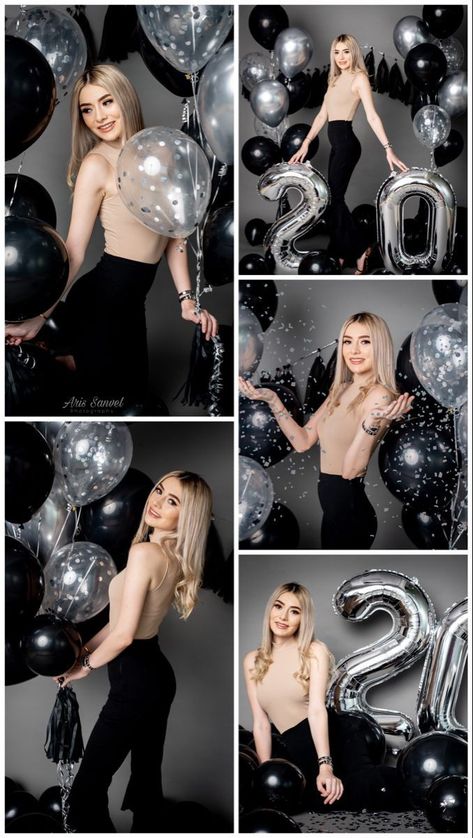 Balloon Backdrop Photoshoot, Birthday Party Photoshoot With Friends, Birthday Session Ideas, Birthday Photography Pose, 20 Birthday Photoshoot, Birthday Fotos, Birthday Photoshoot Ideas For Women, 17 Doğum Günü, New Year Photoshoot