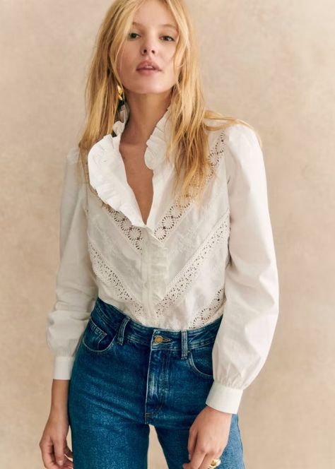 Lou Shirt - Ecru - Sézane London Wardrobe, Sezane Blouse, Dress Like A Parisian, Bali Trip, Ss 2024, Style Parisienne, Shirt Outfits, Sassy Outfit, Paris Mode