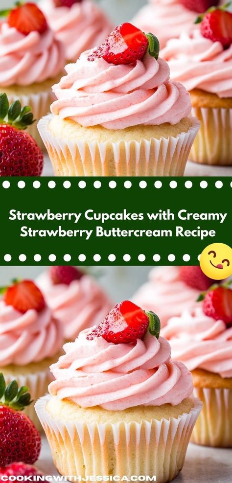 Discover the ultimate sweet indulgence with these Strawberry Cupcakes. The creamy strawberry buttercream adds a delightful touch, making these easy dessert recipes ideal for family dessert nights or summer picnics!" Moist Strawberry Cupcakes, Strawberry Cupcake Recipes, Strawberry Buttercream Frosting, Strawberry Cupcake, Classic Cookies Recipes, Fruity Treats, Strawberry Buttercream, Refreshing Desserts, Fruity Desserts