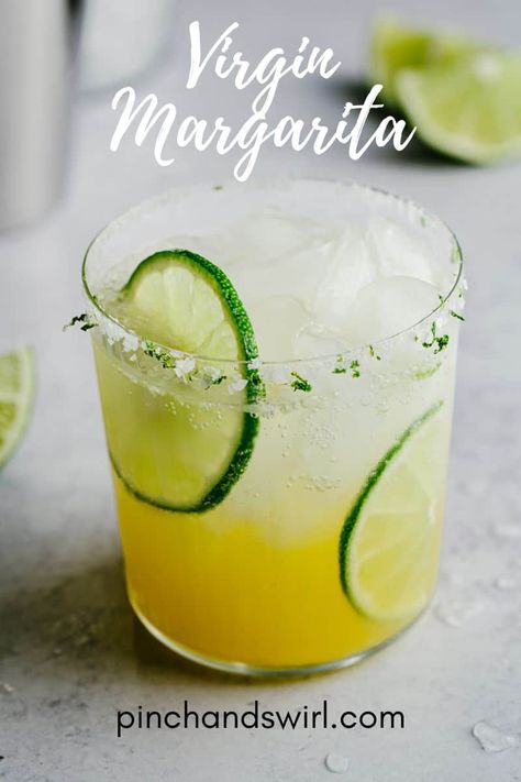 Virgin Margarita Recipe, Non Alcoholic Margarita, Margarita Mocktail, Virgin Margarita, Orange Simple Syrup, Pulled Pork Nachos, Coconut Margarita, Margarita Salt, Lime Margarita