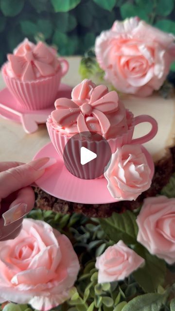 Jamie Kirchner | Holiday Inspo on Instagram: "Pretty in Pink Cupcakes 🎀 These pretty in pink teacup cupcakes are perfect for a Galentine’s Day party! 🎀💕 What you’ll need: ☕️ silicone teacups 🎀 bow silicone mold 💕 pink chocolate melts 🍓 strawberry frosting 🍰 strawberry cake mix Fill silicone teacup liners more than halfway with desired cake mix. Bake on a sheet pan at 350F for 15 mins. Once cool top with desired frosting. Melt pink chocolate melts in microwave in 30 second increments and add to silicone bow mold. Once set remove chocolate bow and add to frosted teacup. #pinkbow #cupcakes #galentinesday #galentines #allthingsjamie" Teacup Cupcakes Ideas, Teacup Cupcakes, Tea Cup Cupcakes, Valentine Sweets, Chocolate Melts, Pink Teacup, Girl Parties, Decorating Frosting, Painting The Roses Red