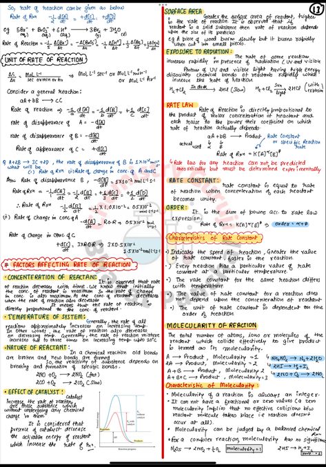 Chemical Kinetics Formula Sheet, Chemical Kinetics Notes Class 12, Chemical Kinetics Notes, Formula Sheet, Biochemistry Notes, Neet Notes, Chemical Kinetics, Organic Chemistry Study, Chemistry Study Guide