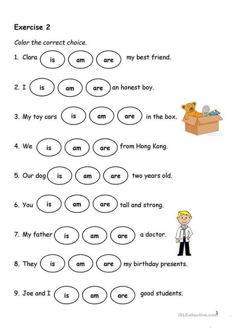 Verb To Be Worksheets For Kids, Verb To Be, English Grammar For Kids, Simple Present Tense, Grammar For Kids, English Activities For Kids, Teaching English Grammar, Verb Worksheets, English Grammar Worksheets