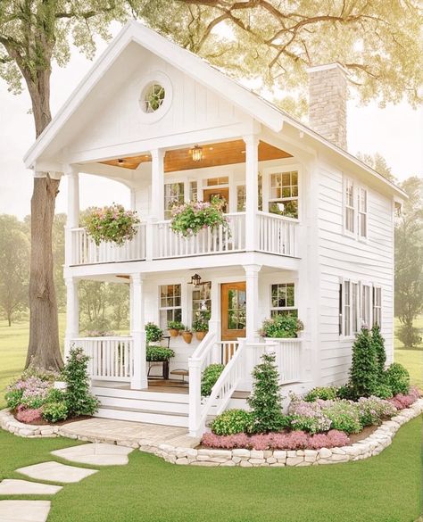 Small House Aesthetic, Dream Modern House, Cute Small House, Loft Cottage, Cute Small Houses, Farmhouse Exteriors, Small Cottage House, Modern Farmhouse Cottage, Two Story House Design