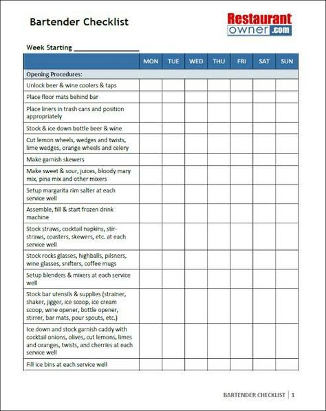 Supply List Template, Restaurant System, Restaurant Checklist, Closing Checklist, Template List, Frozen Drink Machine, Restaurant Manager, Cleaning Checklist Template, Bar Stuff