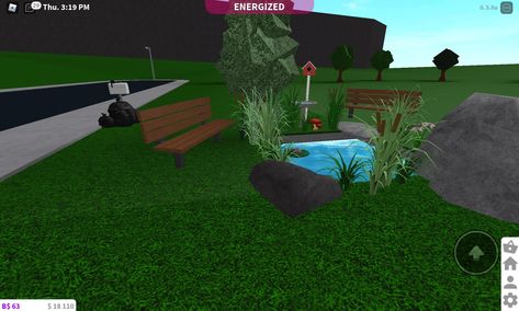 Cute pond build on bloxburg roblox Bloxburg Pond Ideas, Pond Build, Bloxburg Cottage, Mc Builds, Pond Ideas, Bloxburg House, Cottage Homes, Baseball Field, Golf Course