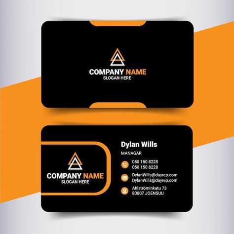 Modern business card with orange | Premium Vector #Freepik #vector #business Logo Color Schemes, Adobe Photoshop Photography, Food Business Card, Buisness Cards, Bookshelf Art, Metal Business Cards, 3d Logo Design, Modern Business Card, Professional Business Cards Templates