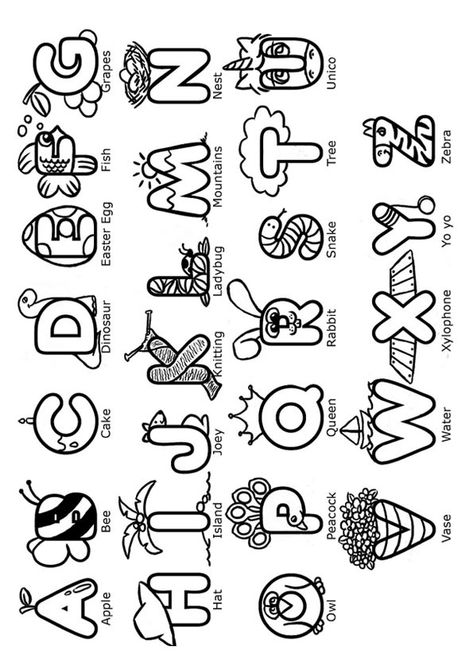 10 Easy To Learn ABC Coloring Pages For Your Little One Coloring Pages Abc, Abc Lettering, Abc Alphabet Letters, Learn Abc, Letter A Coloring Pages, Alfabet Font, Free Printable Alphabet, Alphabet Drawing, Coloring Letters