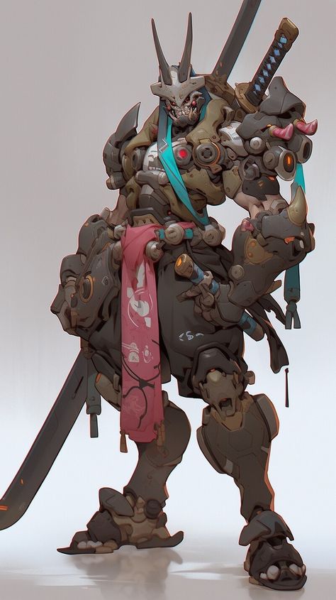 Cyberpunk Monster, Samurai Concept, Japanese Inspired Art, Goblin Art, Cyberpunk Girl, Cyberpunk Character, Modern Fantasy, Robot Design, Robots Concept