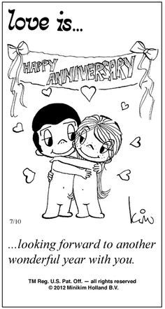 Love Is Cartoon Couple, Anniversary Cartoon, Love Is Cartoon, Couple Anniversary, Love Is Comic, Cartoon Couple, Love My Husband, Love Is, Anniversary Quotes