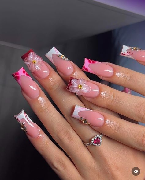 Basic Pink Nails, Pink Freestyle Nails, Purple Nails With Flowers, Cute Pink Nail Ideas, Finger Biting, Pink Nail Ideas, Birmingham City University, Creative Nail Art, Hard Nails