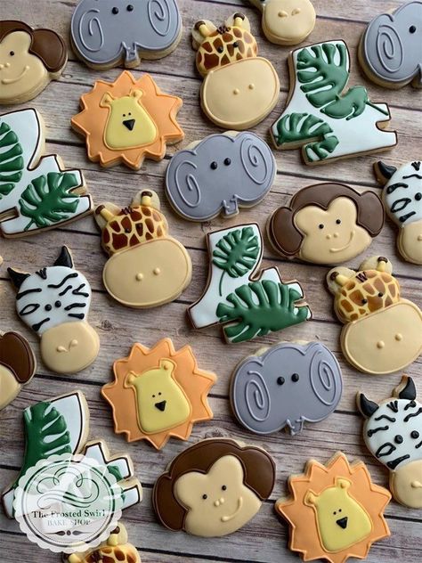 Zoo Party Food, Safari Theme Birthday Party, Safari Birthday Party Decorations, Safari Cookies, Zoo Birthday Party, Jungle Thema, Baby Shower Safari Theme, Wild Birthday Party, Idee Babyshower