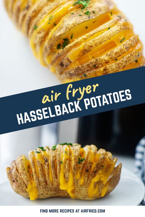 Air Fryer Hasselback Potatoes, Air Fry Potatoes, Cook Potatoes, Crispy Baked Potatoes, The Best Air Fryer, Healty Dinner, Air Fryer Cooking Times, Best Air Fryer, Hasselback Potatoes