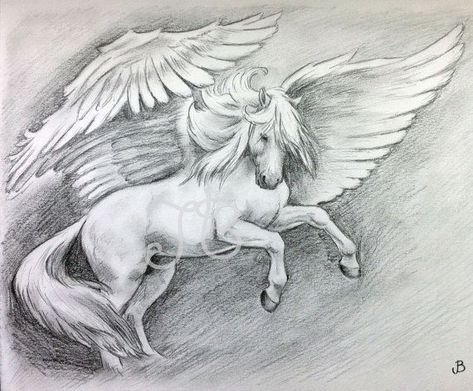 Pegasus Art Flying Horse Drawing, Horse Rearing Tattoo, Pegasus Drawing, Pegasus Tattoo, Pegasus Art, Pencil Drawing Ideas, Horse Tattoo Design, Horse Rearing, Magical Horses