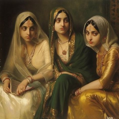 Powerful Women Art Painting, Women Paintings Classic, Ravi Varma Paintings Woman, Old Indian Paintings, Indian Fantasy Art, Indian Ancient Art, Indian Paintings Traditional, Desi Painting, Sobha Singh