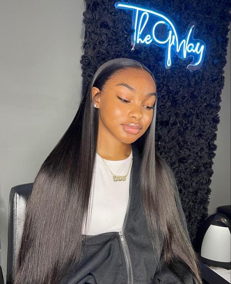 Black Lace Wig Straight, Straight Wig No Edges, Side Part Layers Straight Hair, Maintenance Week, Pretty Bridal Makeup, Long Relaxed Hair, Hairstyles Wig, Wigs Straight Hair, Human Hair Wigs Straight