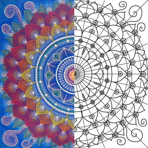 Mandala drawing scheme. Digital Template and design. Acrylic Painting Mandala. Dot painting mandala. #dotmandala #dot #mandala #lovemandala Dot Mandala Practice Sheets, Mandala For Coloring, Dot Painting Mandala, Mandala Template, Love Mandala, Mandala Dotting, Digital Mandala, Painting Mandala, Dot Mandalas